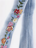 Women's Fashion 3D Embroidery Bell-Bottom Denim Jeans
