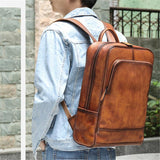 Soft Large Capacity Simple Style Leather Casual Business Backpack