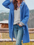 Stylish Button Up Hooded Woolen Overcoat Windbreaker for Women