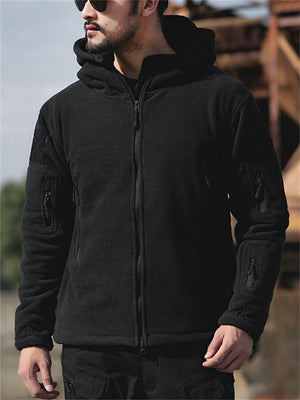 Men's Outdoor Warm Windproof Solid Color Hooded Sweatshirt