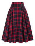 Fashion Autumn Winter Ladies Woolen Big Swing Plaid Skirt