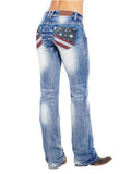 Fashion American Flag Stretch Jeans for Women