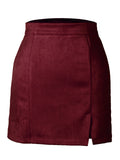 Women's Sexy A Line Suede High Waisted Skirts