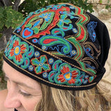 Ethnic Style Embroidery Flowers Slouch Skullcap Cap Beanie Hat