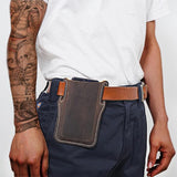 Men's Vintage Leather Waist Holster Phone Bag