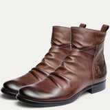 Fashion Side Zipper Plus Size Embroidery PU Boots For Men