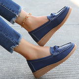 Ladies Casual Flat Shoes Low Heel Round Toe Mom Loafers