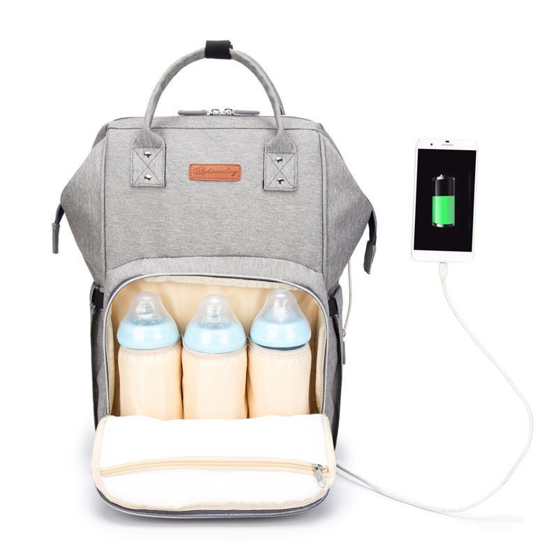 Women Oxford Multi-functional Waterproof Diaper Backpack With USB Charging Port