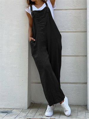 Women’s Loose Fit Square Neck Pocket Dungarees