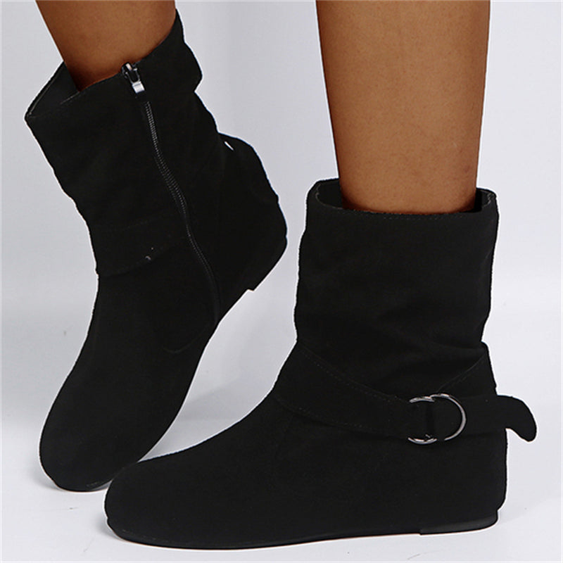 Fashion Non-Slip Faux Suede Flat Heels Ankle Boots for Women