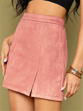 Women's Sexy A Line Suede High Waisted Skirts