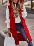 Women's Winter Fashion Long Puffer Vest with Hood