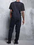 Men's Ripped Frayed Loose Long Pants Denim Jumpsuits Overalls