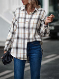 Fashion Leisure Baggy Grid Long Sleeve Women's Blouses