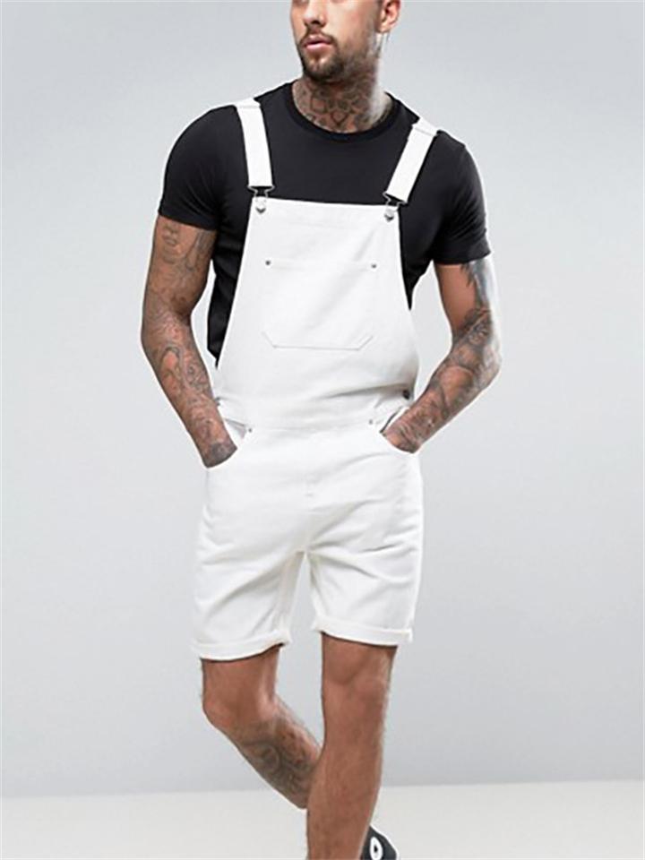 Fashion Retro Men's Multi-Pocket Bib Denim Jumpsuit