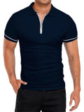 Men's Sporty Thin Breathable Short Sleeve Quarter-Zip Polo Shirt