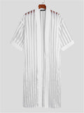 Men Striped Mesh 3/4 Sleeve Long Style Shirts