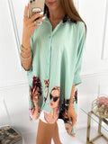 Fashion Button Up Long Sleeve Print Blouses