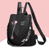 Floral Embroidered Large Capacity Anti-Theft Design Backpack Shoulder Bag Two-Way To Carry