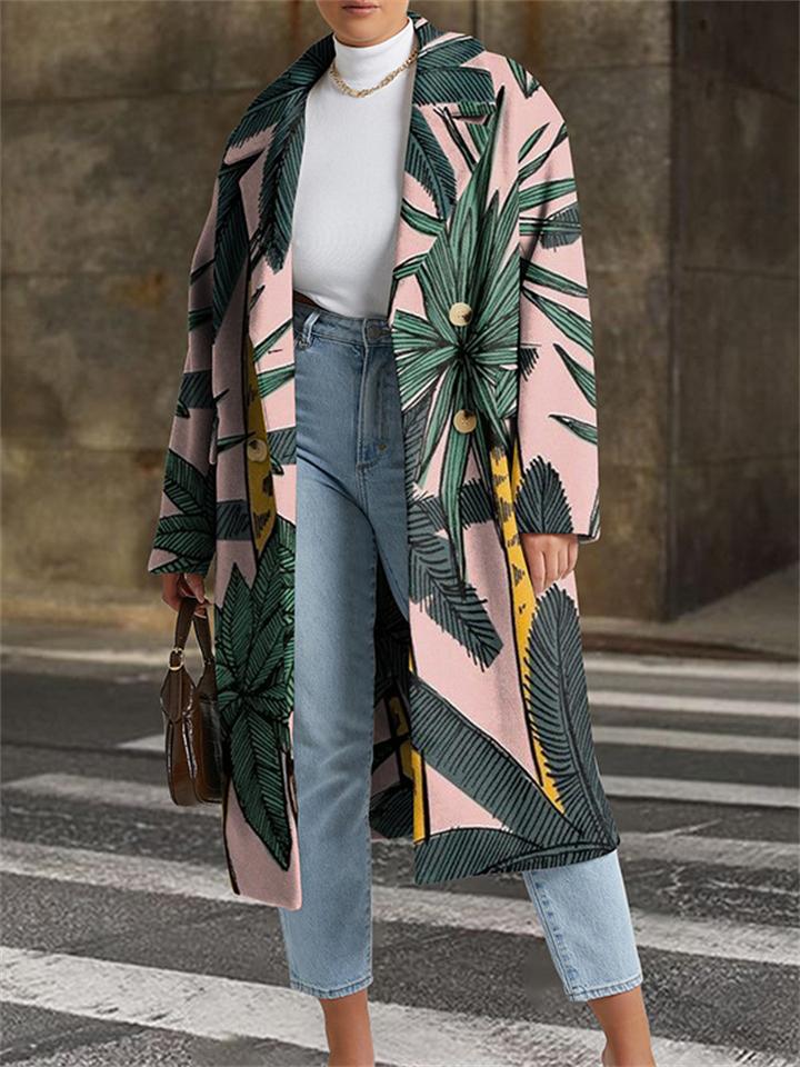 Women's Fashion Casual Print Lapel Coats