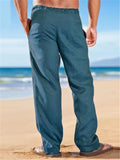 Soft Cotton&Linen Elastic Waist Beach Pants
