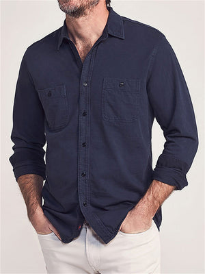 Men's Cozy All Match Lapel Long Sleeve Chest Pocket Shirts