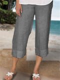 Women's Summer Relaxed Fit Cozy Cotton Blend Cropped Pants