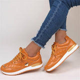 Women's Lace Up Thick Sole Flat Running Shoes