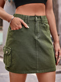 Female Summer Elastic Waist Short Cargo Skirt
