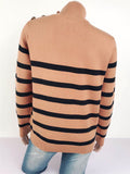 Comfortable Knitted Turtleneck Striped Sweater For Women