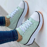 Candy Color Thick Bottom Anti Slip Lace Up Canvas Shoes for Women