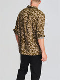 Men's Long Sleeve Loose Leopard Print Shirts