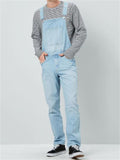 Blue Mens Multi-Pocket Denim Overalls Jumpsuit Dungarees Bib