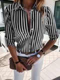 Female Stylish Vertical Stripes Office Wear Blouse