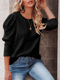 Womens Winter Retro Round Neck Comfy Long Sleeve Knitted Sweaters