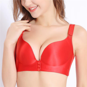 Women's Super Comfy Wireless Front Button Closure Soft Bras - Red