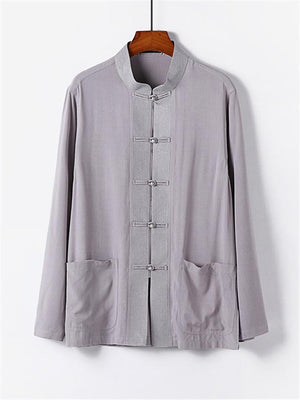 Loose Casual Comfy Full Buttons Long Sleeve Shirts With Pocket