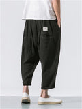 Men's Casual Loose Fashion Solid Color Linen Cropped Pants