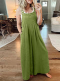 Women's Casual Cotton Linen Wide Leg Holiday Jumpsuits