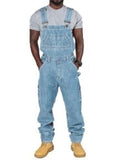 Men's Multi-Pocket Washed Effect Loose Denim Jumpsuit Overalls