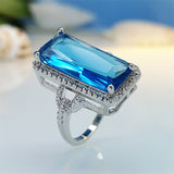 Natural Sky Blue Celebration Silver Rings Jewelry For Women