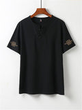 Mens Linen Print Loose Casual Hipster T-Shirts