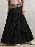 Women's Vintage Casual Elastic Waist Ruffle Long Skirts