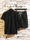 Mens Linen Short Sets T-shirt + Pants