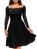 Copy of Women Prom Dress Bateau/boat neck A-line Long Sleeve Guipure lace Dresses