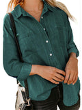 Spring Autumn New Extra Loose Pockets Roll-up Sleeves Women Shirts