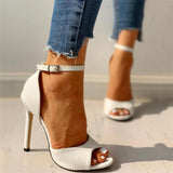 Sexy Peep Toe Ankle Strap Snake Pattern Red Heels Sandals