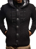 Stylish Casual Button Knitted Hooded Sweater