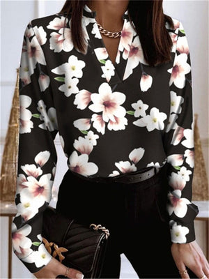 Casual V-Neck Long Sleeve Pullover Blouses