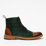 Stylish Texture Printed Hit Color Laced Mens Boots